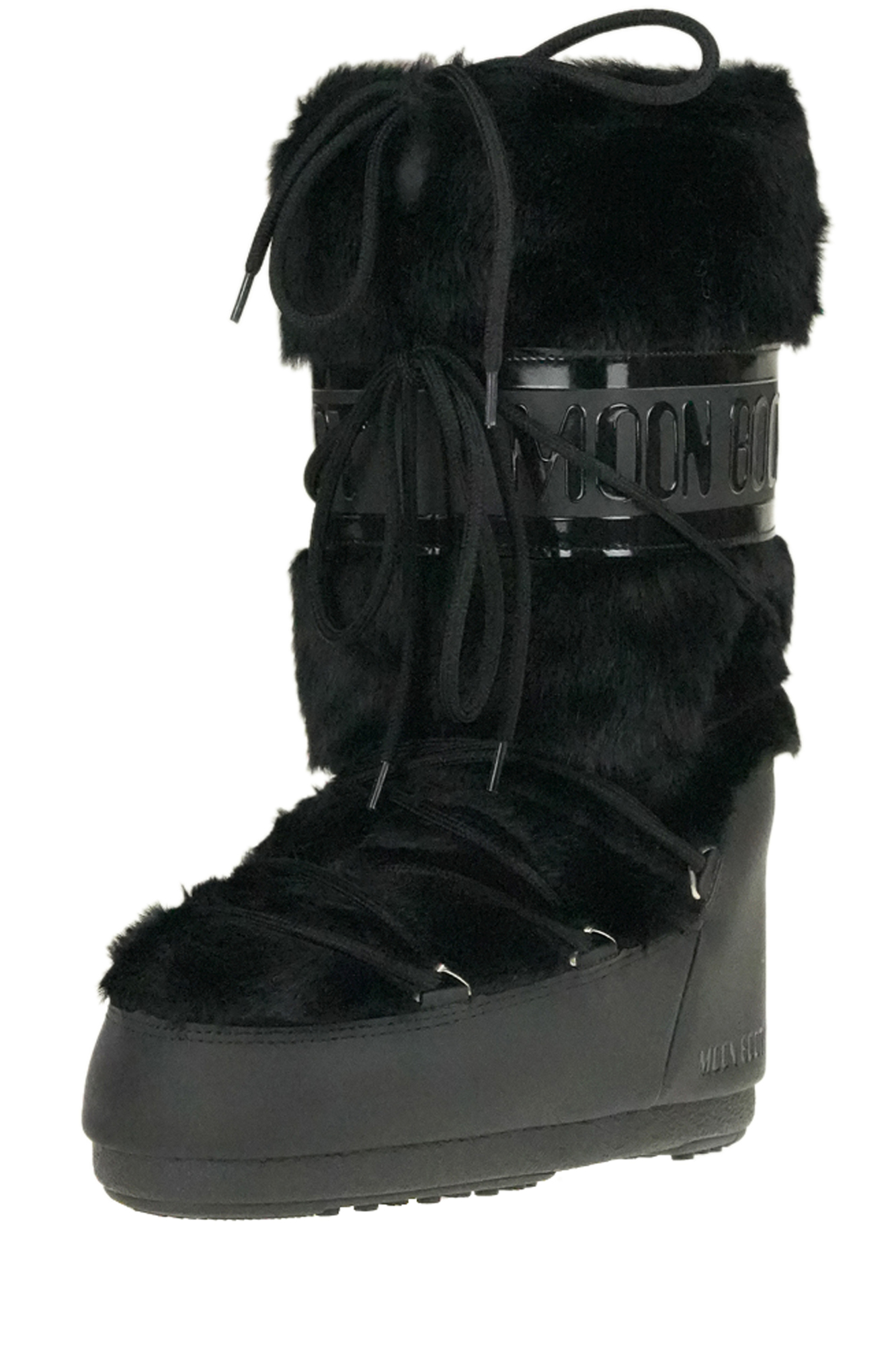 Moon Boot Icon Faur Fur High Winter Boots In Black