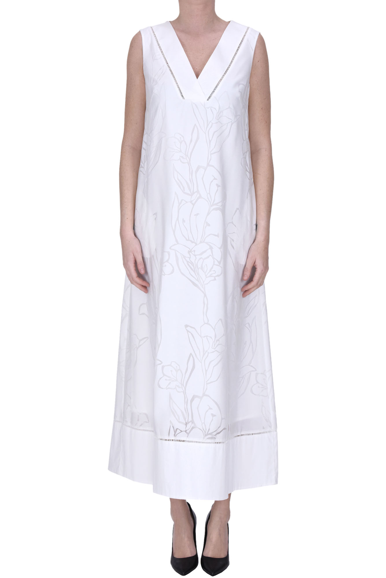 Shop Clips Flower Print Dress In White