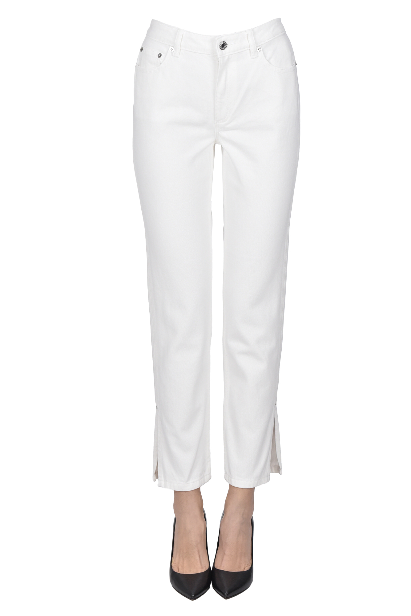 Michael Michael Kors Side Slits Jeans In White
