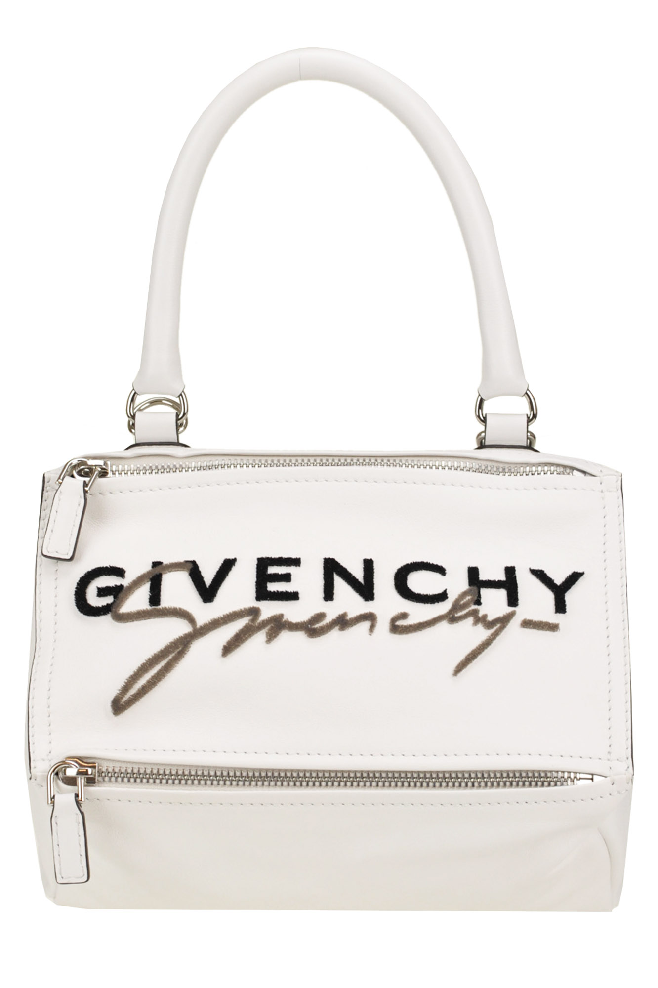 Givenchy Pandora Small Bag With Velvet Designer Logo In White