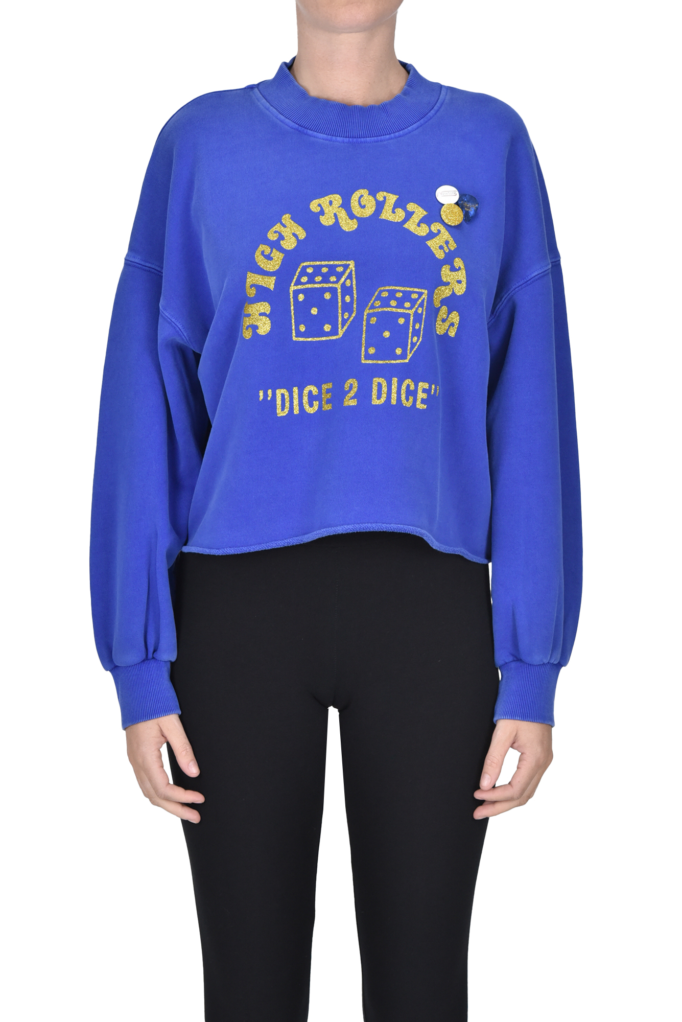 Newtone Used Effect Cropped Wide Sweatshirt
