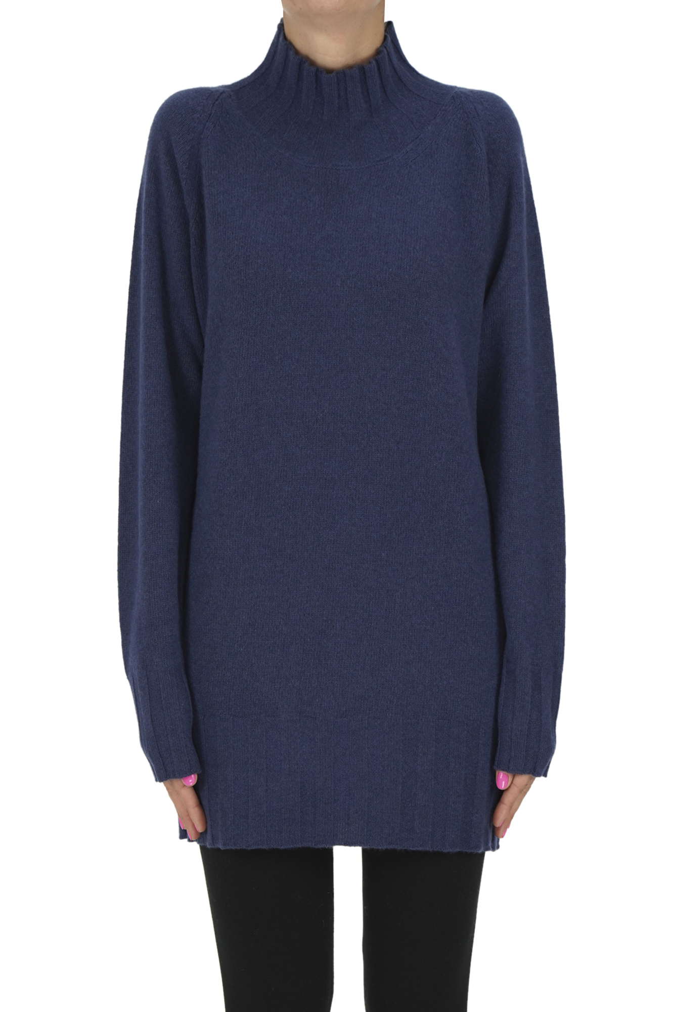 Millenovcentocinquanta7 Turtleneck Maxi Pullover In Blue