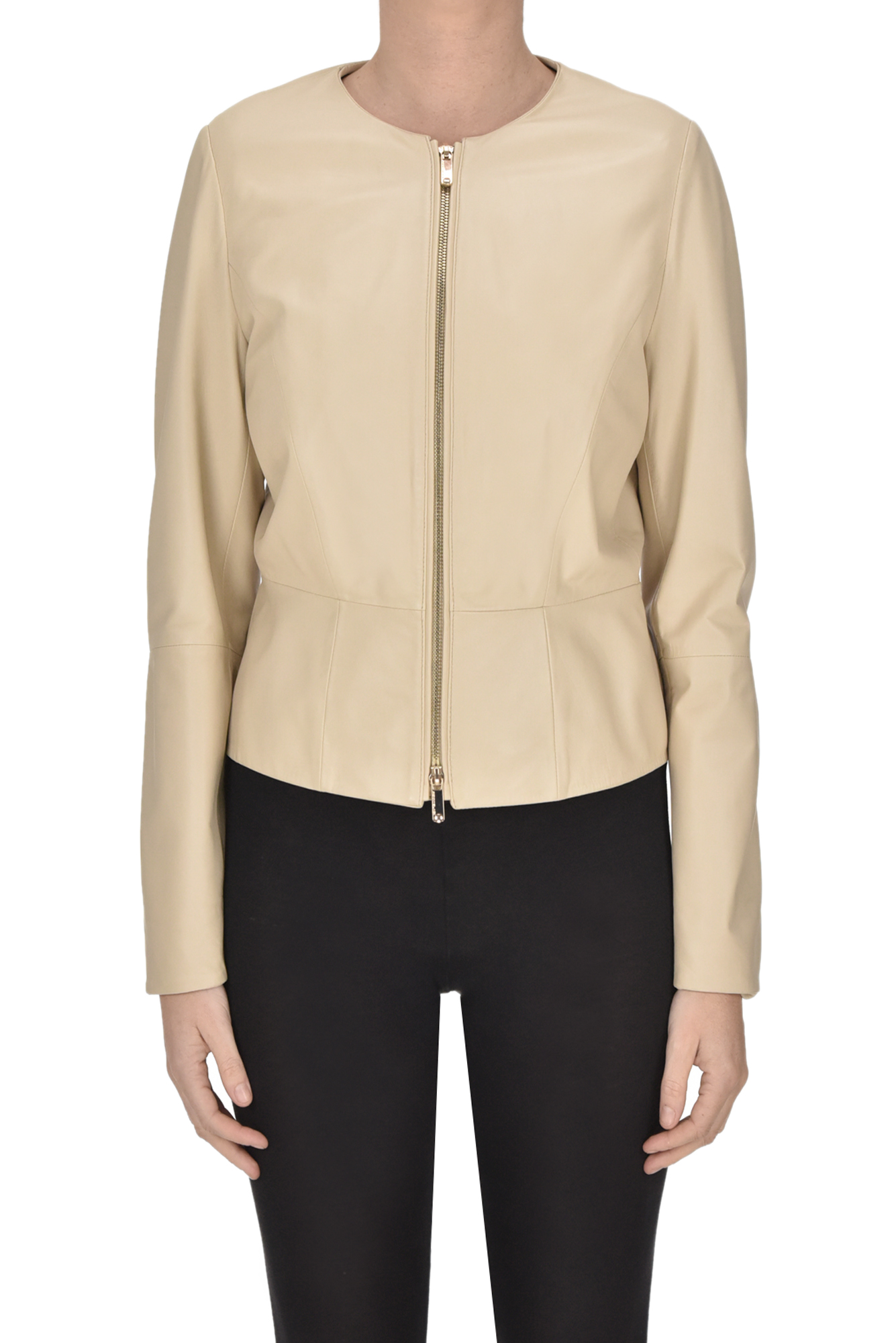 Pennyblack Woman Jacket Beige Size 10 Ovine Leather In Neutral