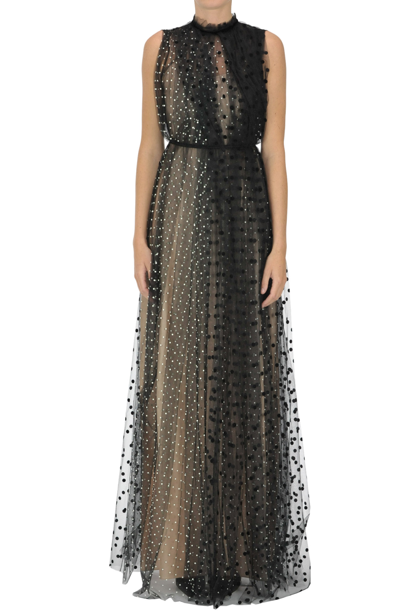 Embellished tulle long dress