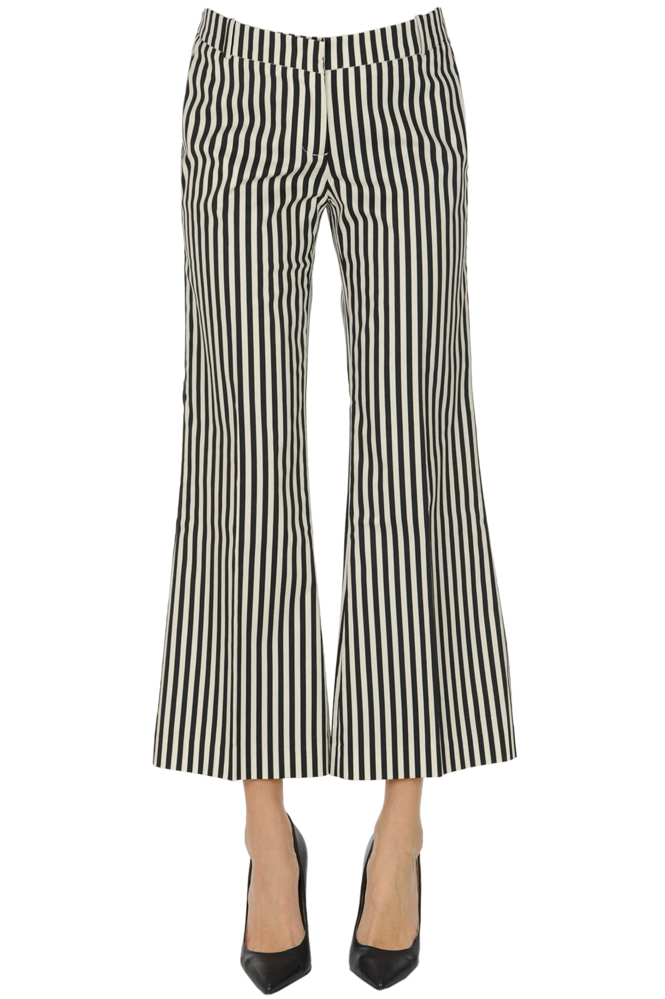 Pantaloni cropped in cotone a righe