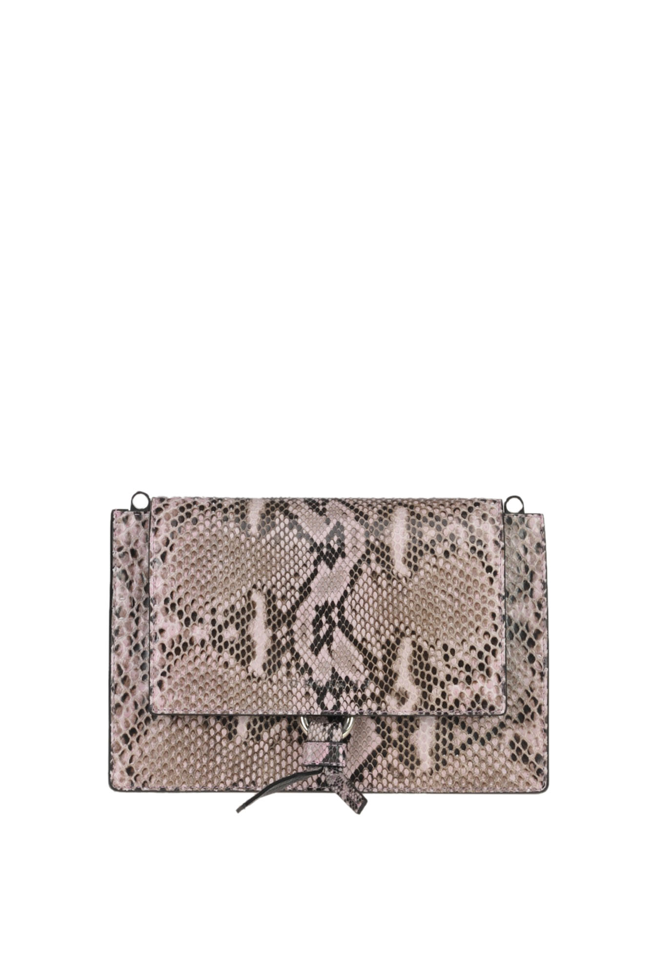 Orciani Python Leather Shoulder Bag In Pale Pink
