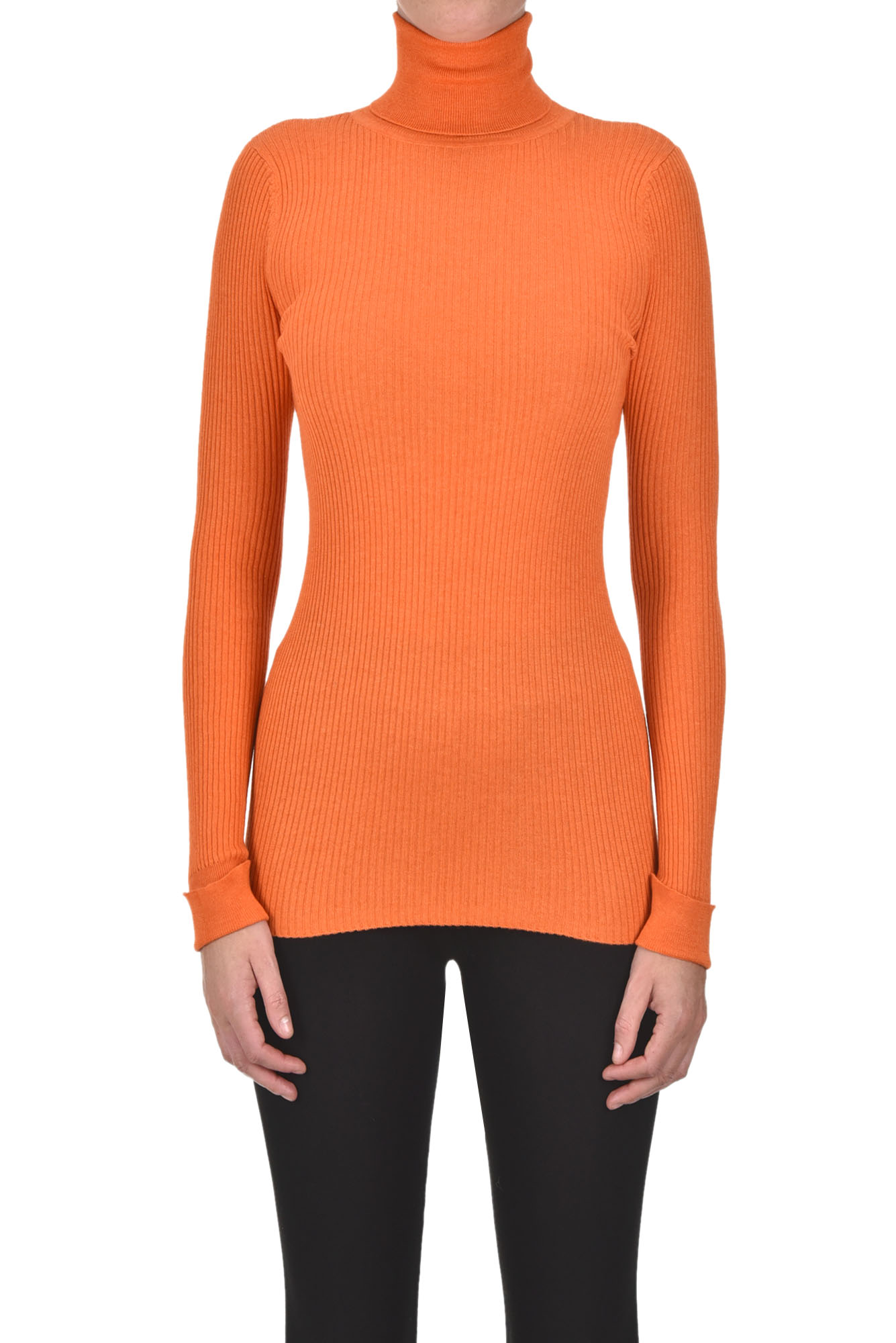 Ribbed silk cashmere and silk pullover