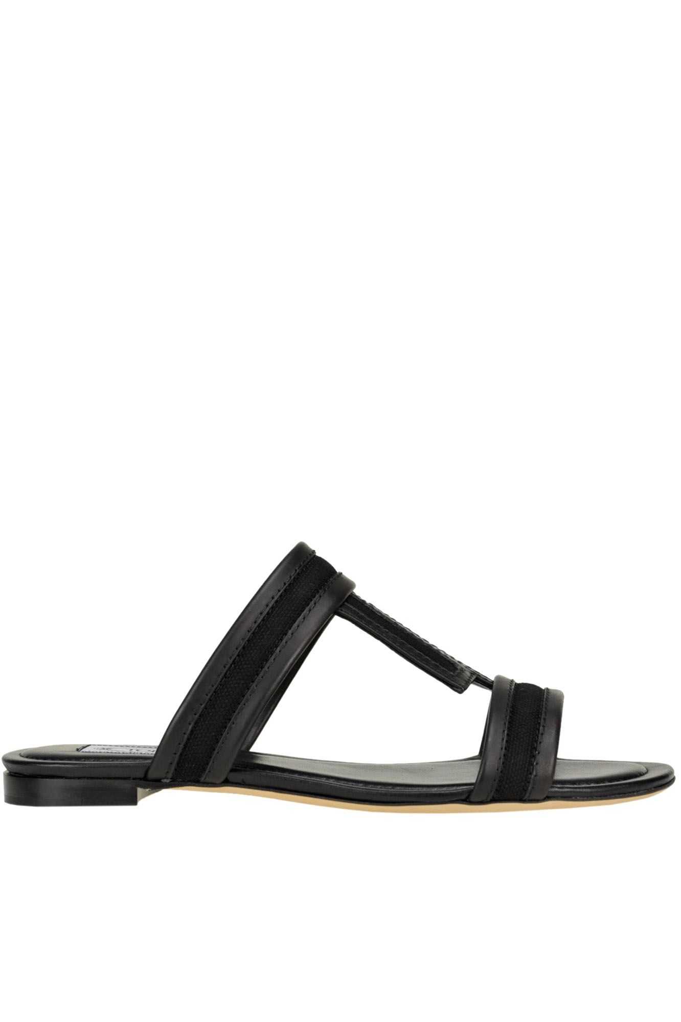 Leather and canvas T slides