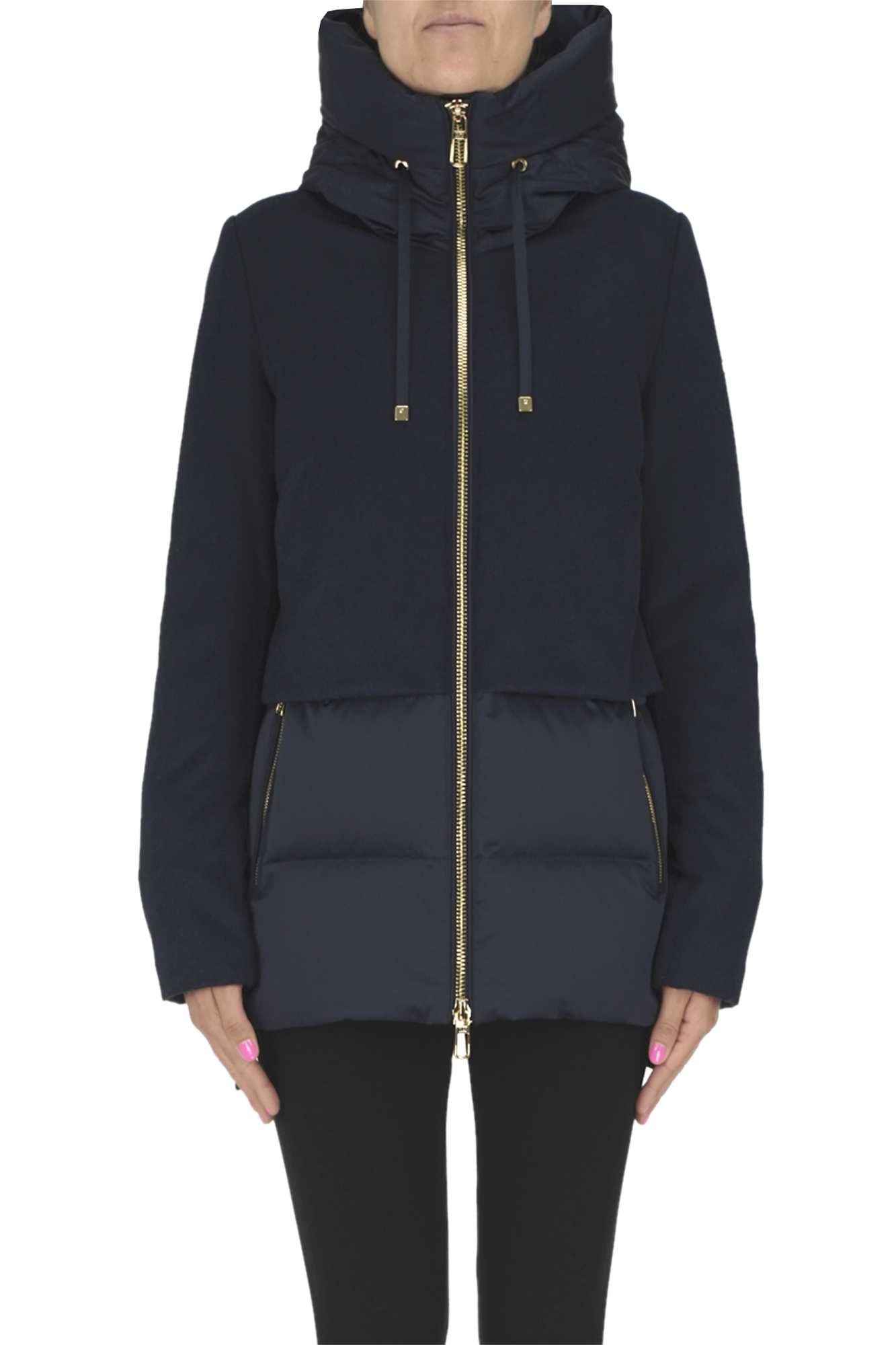 Duno Wool-blend Cloth Inserts Down Jacket In Blue