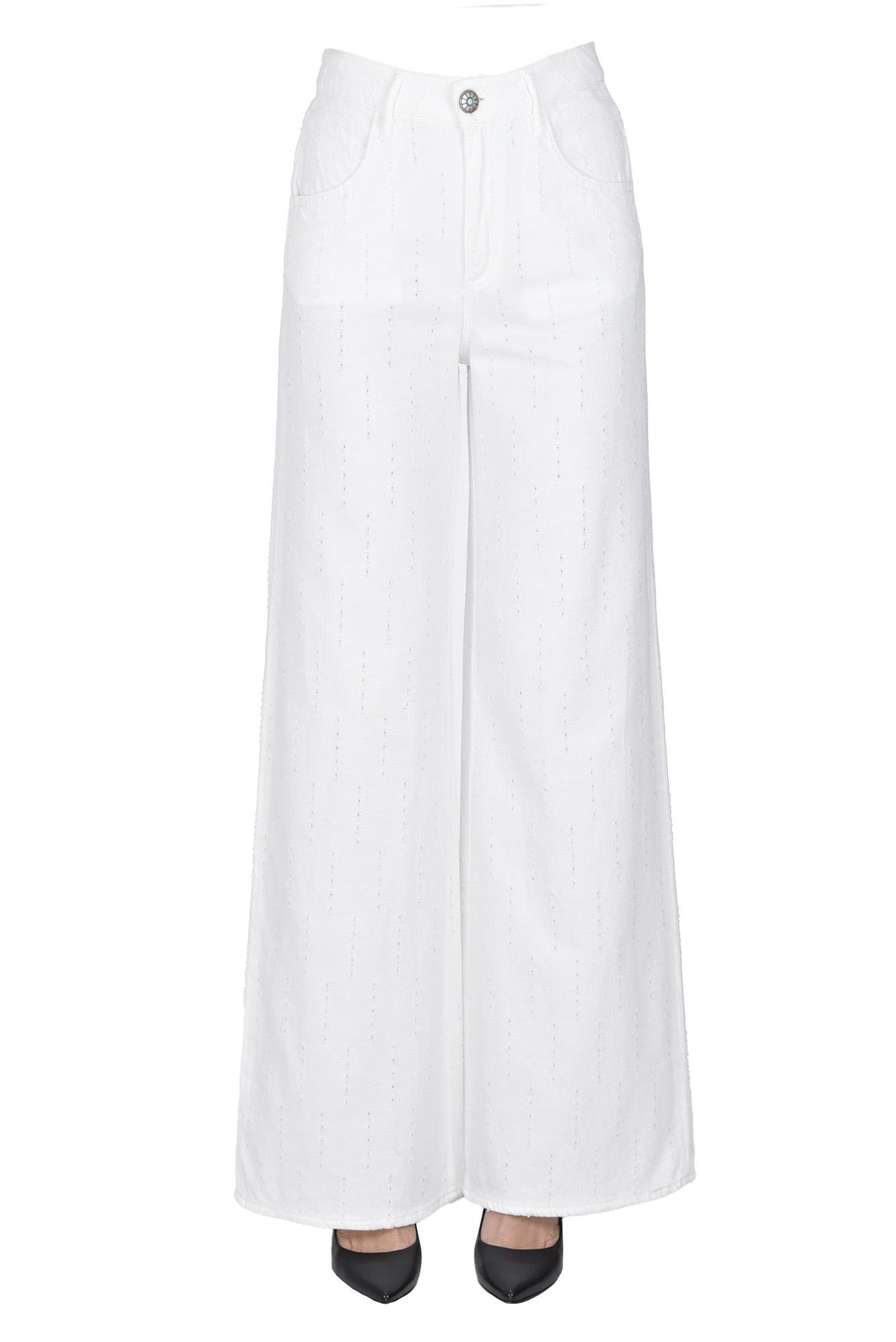 Shaft Matelassè Bull Rain Jeans In White