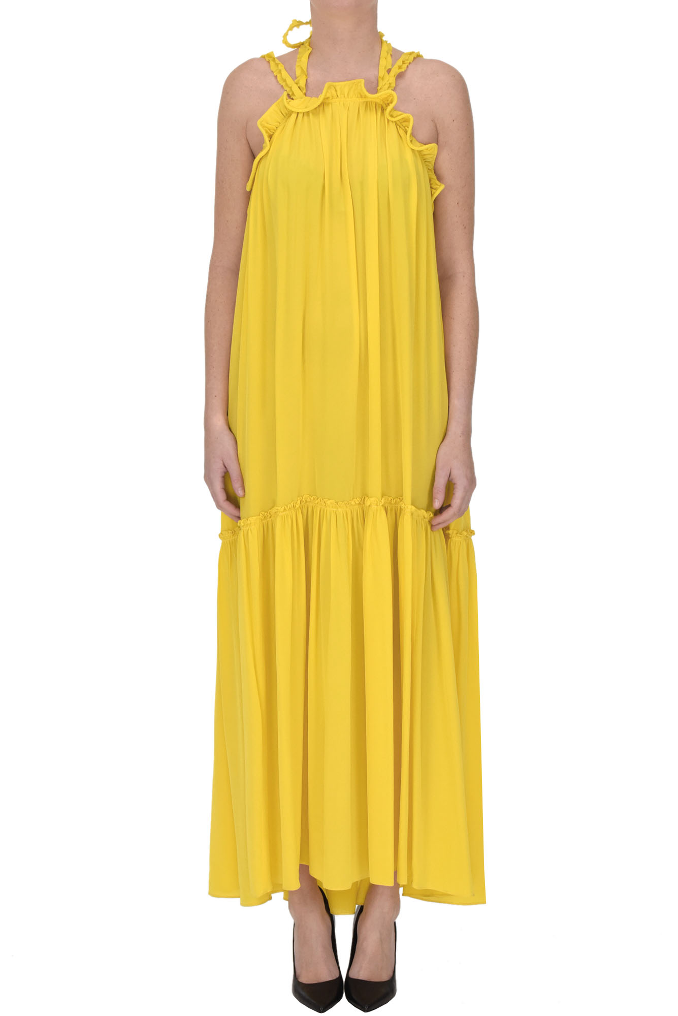 Shop Ulla Johnson Celeste Silk Dreess In Yellow