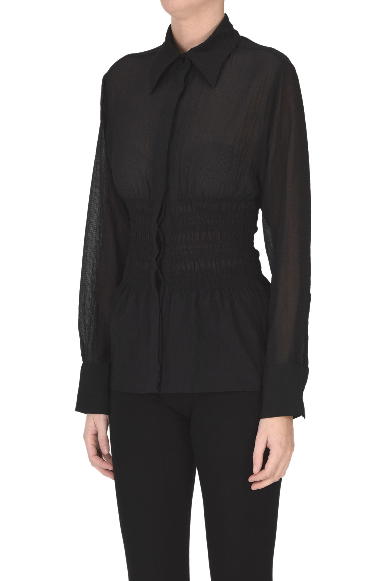 Shop Rohe Wrinkled Fabric Shirt In Black