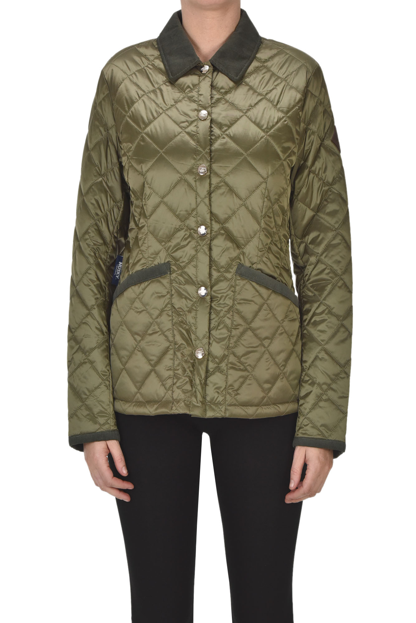 Husky Quilted Shirt Jacket In Olive Green