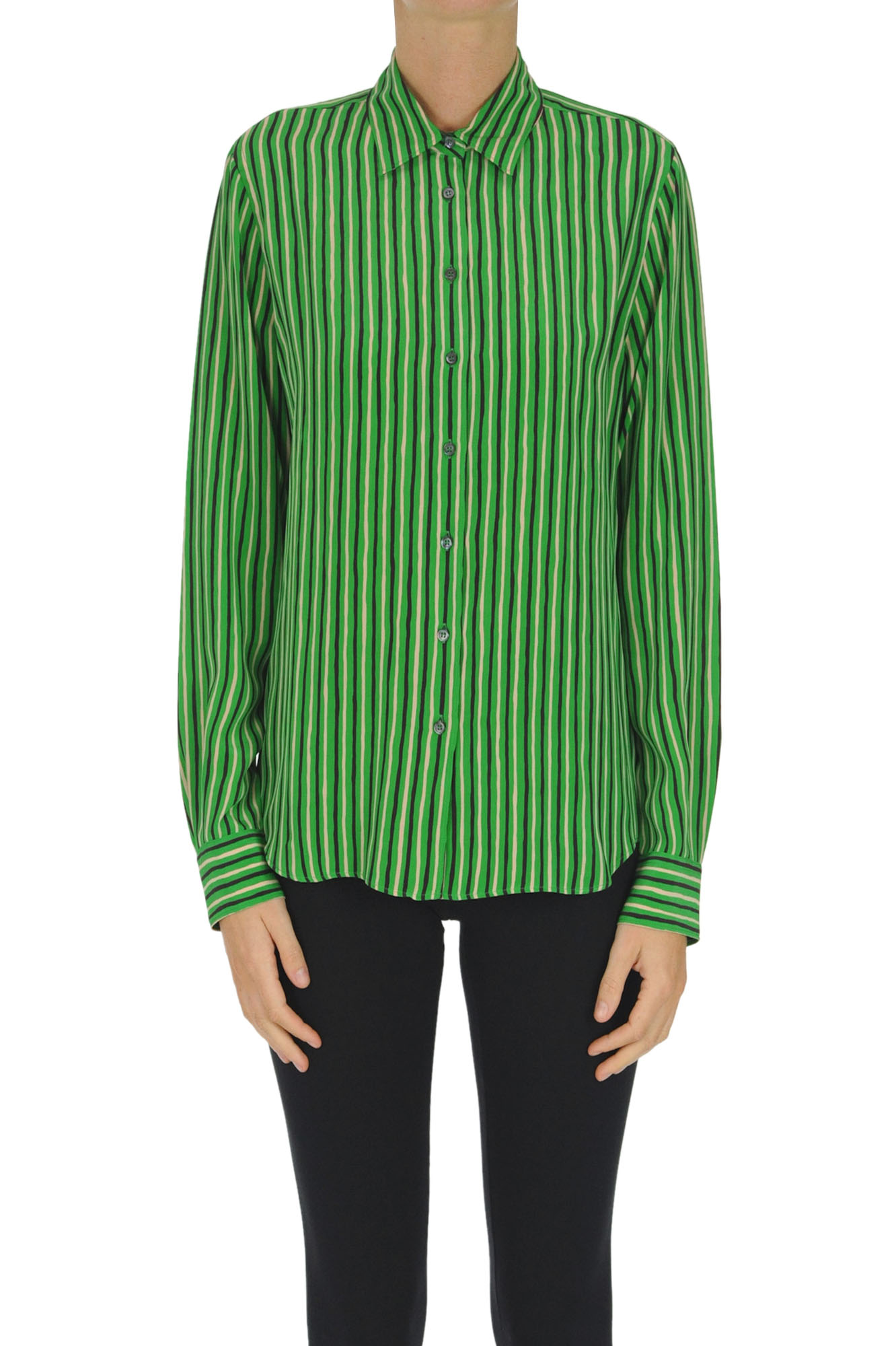 Camicia a righe in seta