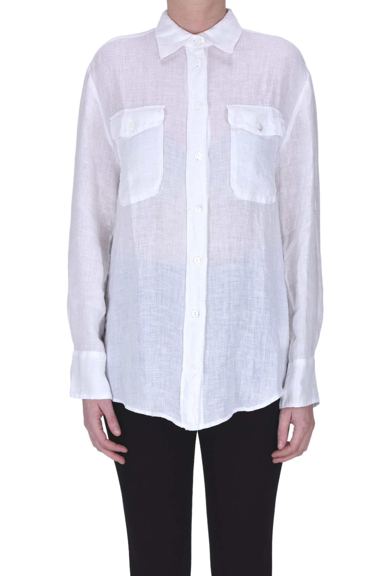 Shop Kiltie Linen Shirt In White