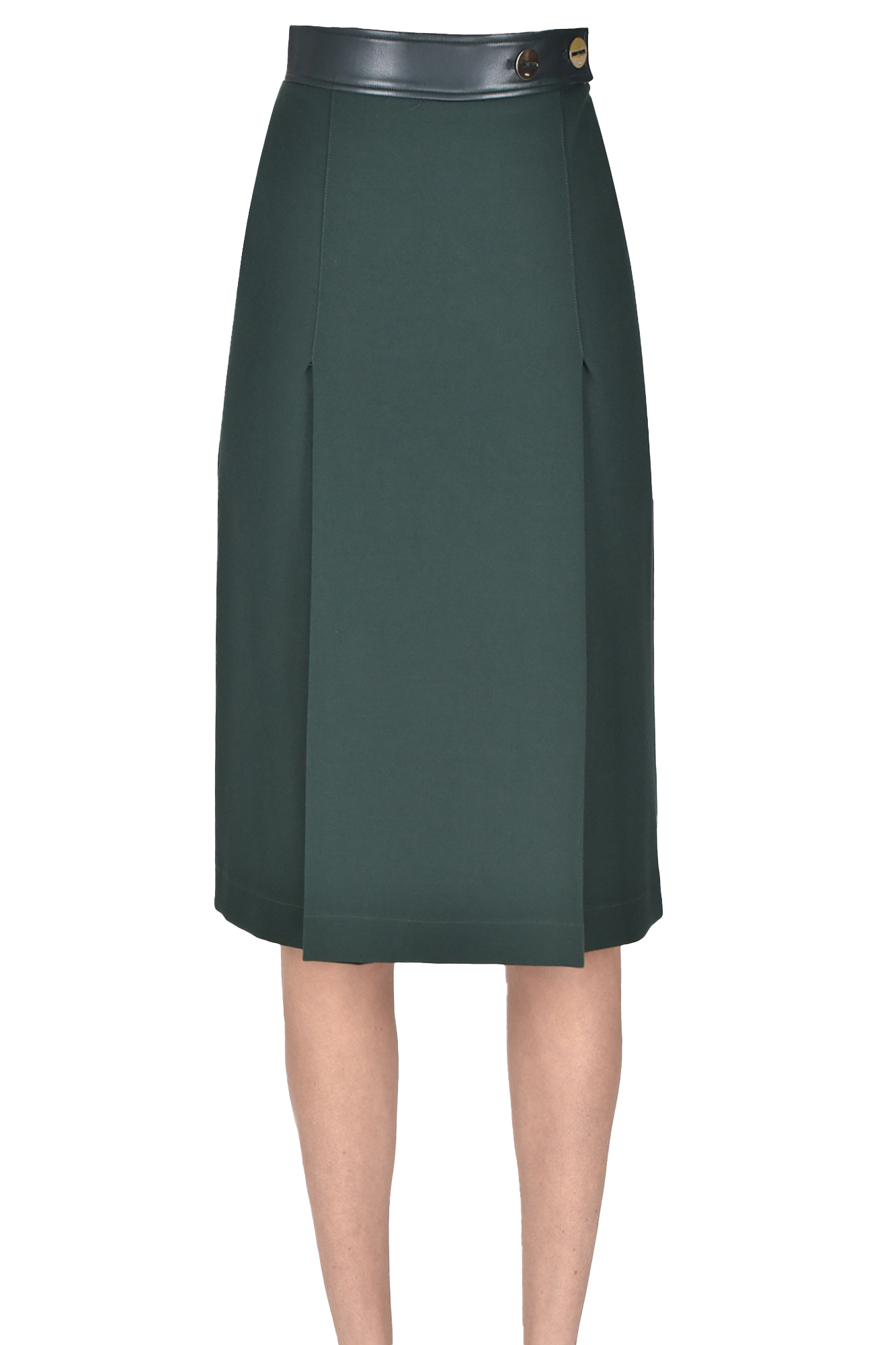 Nenette Eco-leather Waistband Skirt In Green