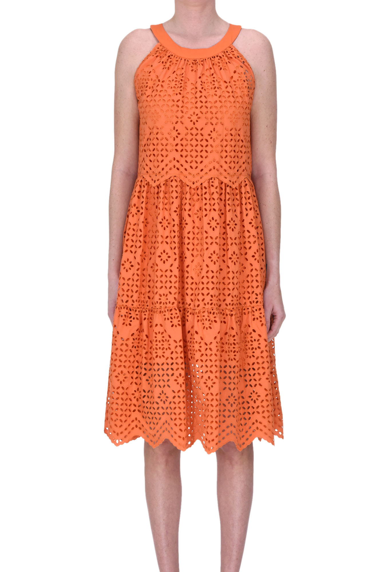 Shop D-exterior Sangallo Lace Dress In Orange