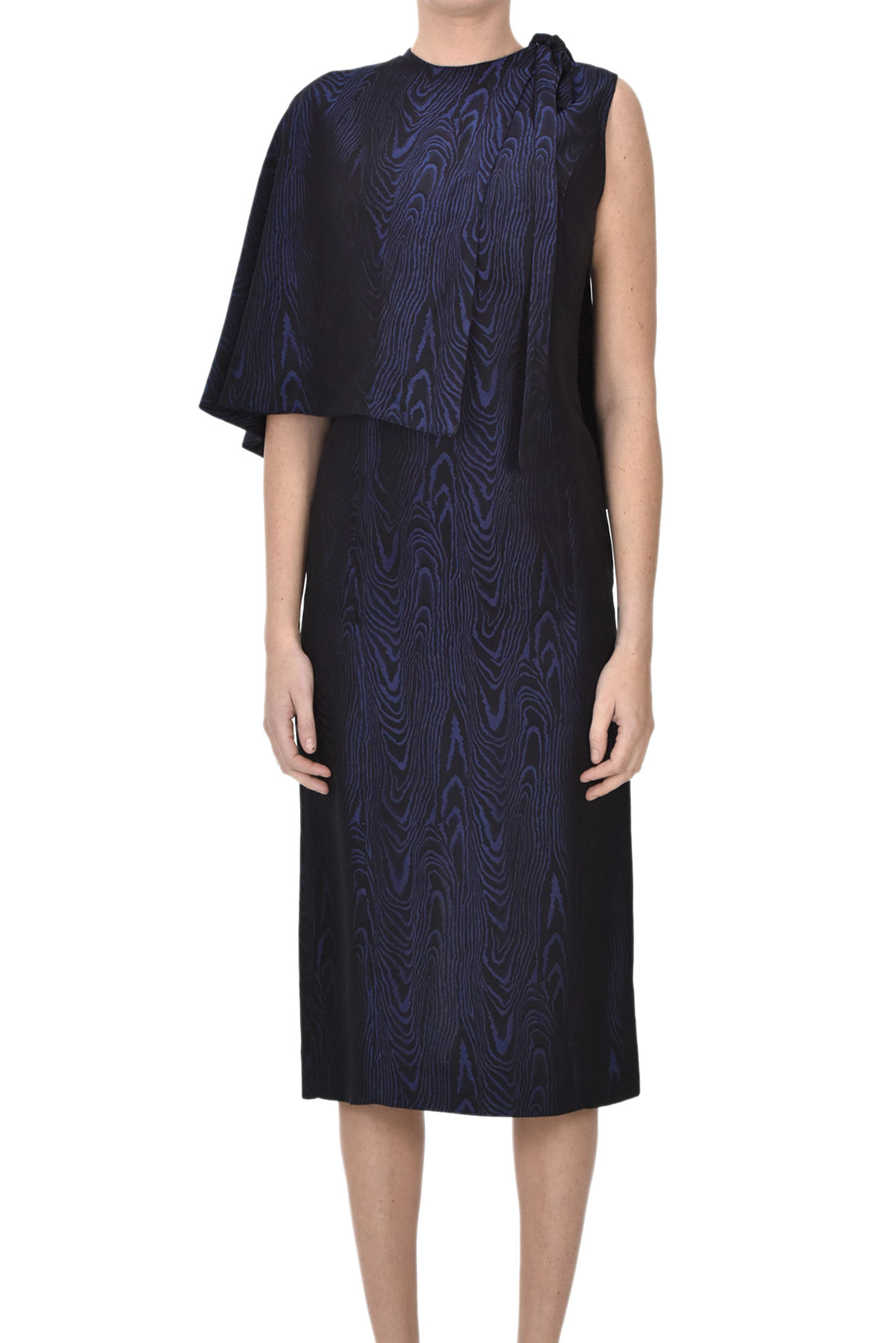 Maria De La Orden Jacquard Fabric Dress In Navy Blue