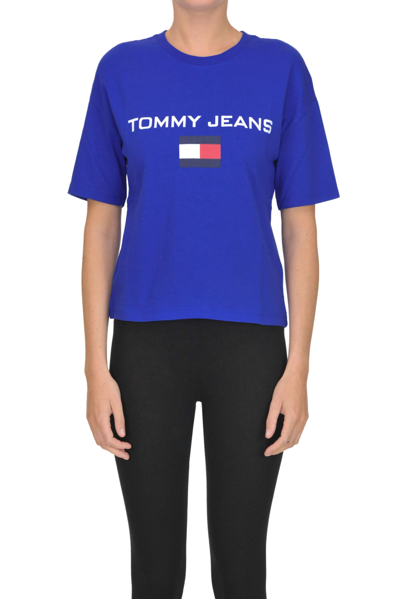 Tommy Jeans Designer Logo Cotton T-shirt In Blue